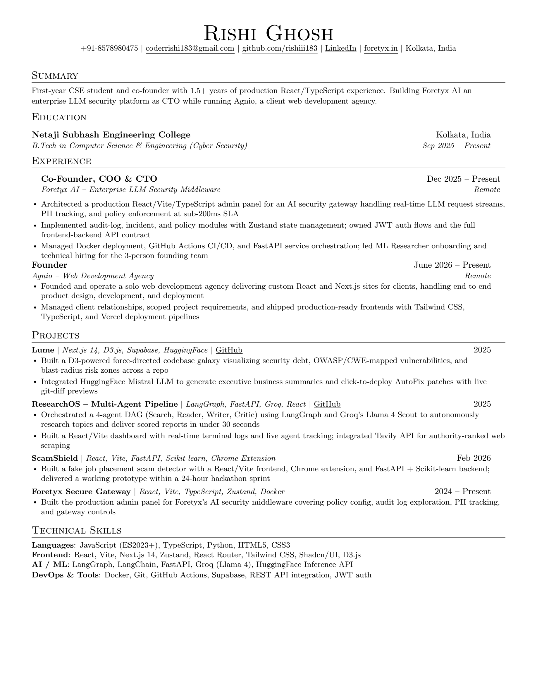 Rishi Ghosh Resume